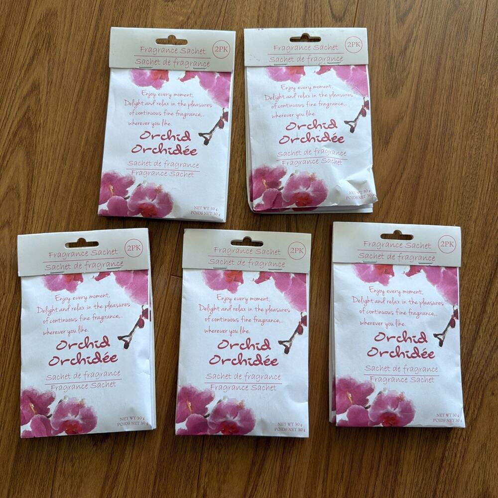 10 Packs Of Orchid Scented Fragrance Sachets Aromatherapy - NEW Long Lasting